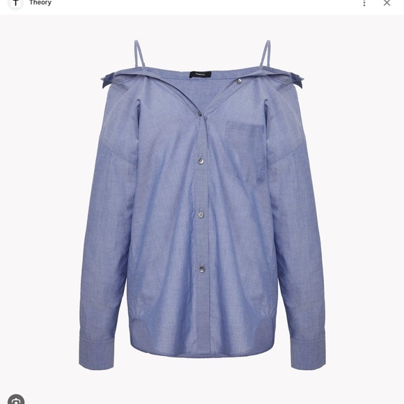 Theory Tops - Theory Off the Shoulder Blue Top